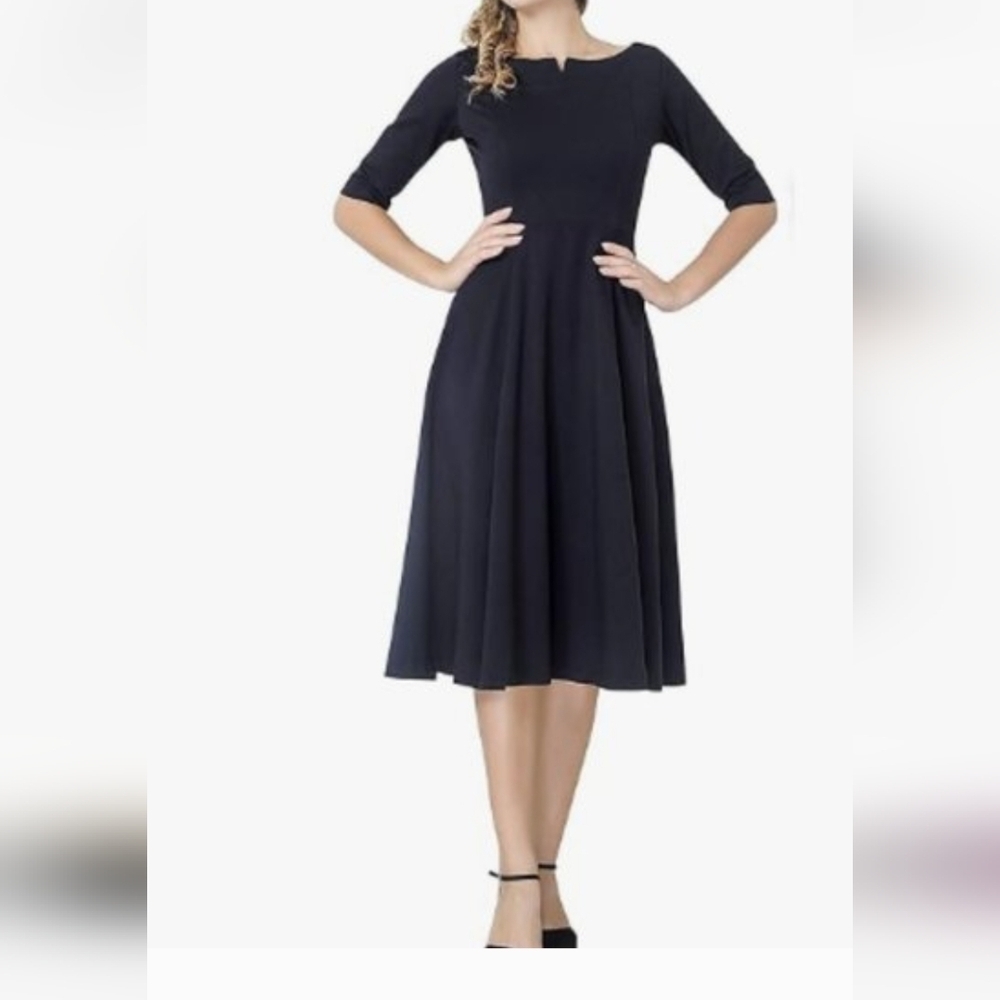 Marycrafts Women's Fit Flare Tea Midi Dress sz 22 black  NWT